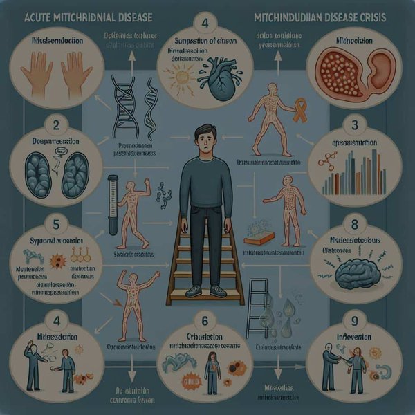 Quels sont les symptômes d'une crise aiguë de maladie mitochondriale et comment intervenir?
